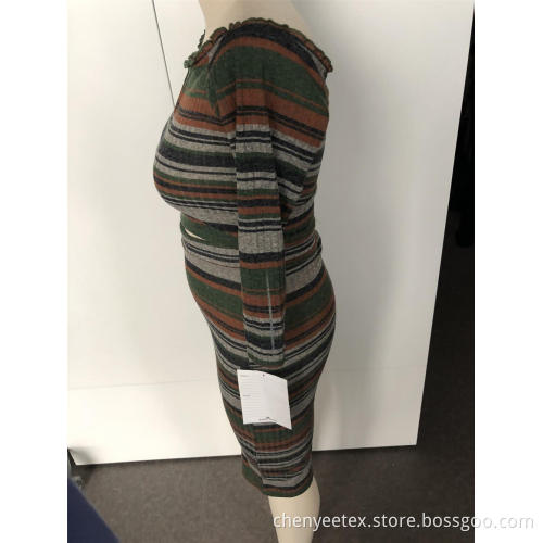 Striped knit skirt suit